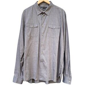 John Varvatos Luxe Shirt Mens Size XXL 2XL Gray Button Down Pockets Old Money